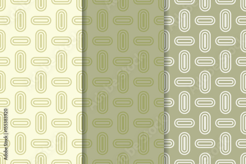 Geometric seamless background. Olive green wallpaper with oval elements
