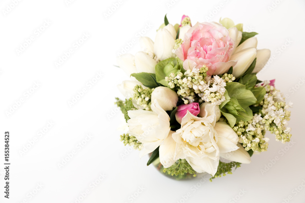 Spring flowers on a white background