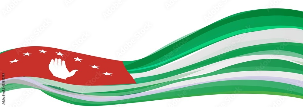 Fototapeta Flag of Abkhazia, white green striped with a red rectangle flag of the unrecognized state of the Republic of Abkhazia