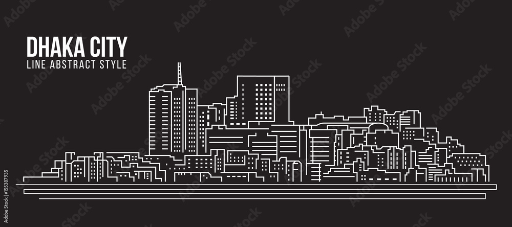 Cityscape Building Line art Vector Illustration design - Dhaka city
