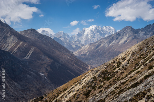 Himalaya range landscape at Lumde village, Everest region, Nepal photo