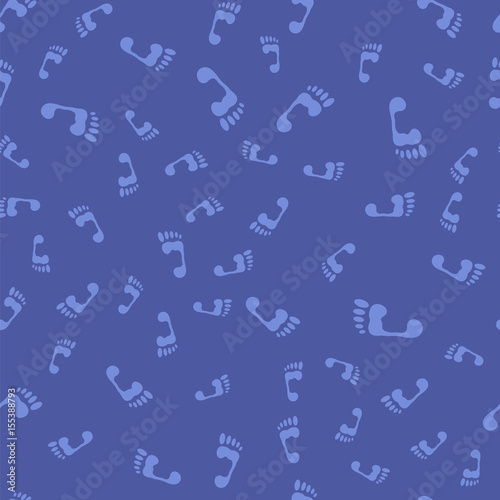 Foot Prints Seamless Pattern Isolated on Blue Background
