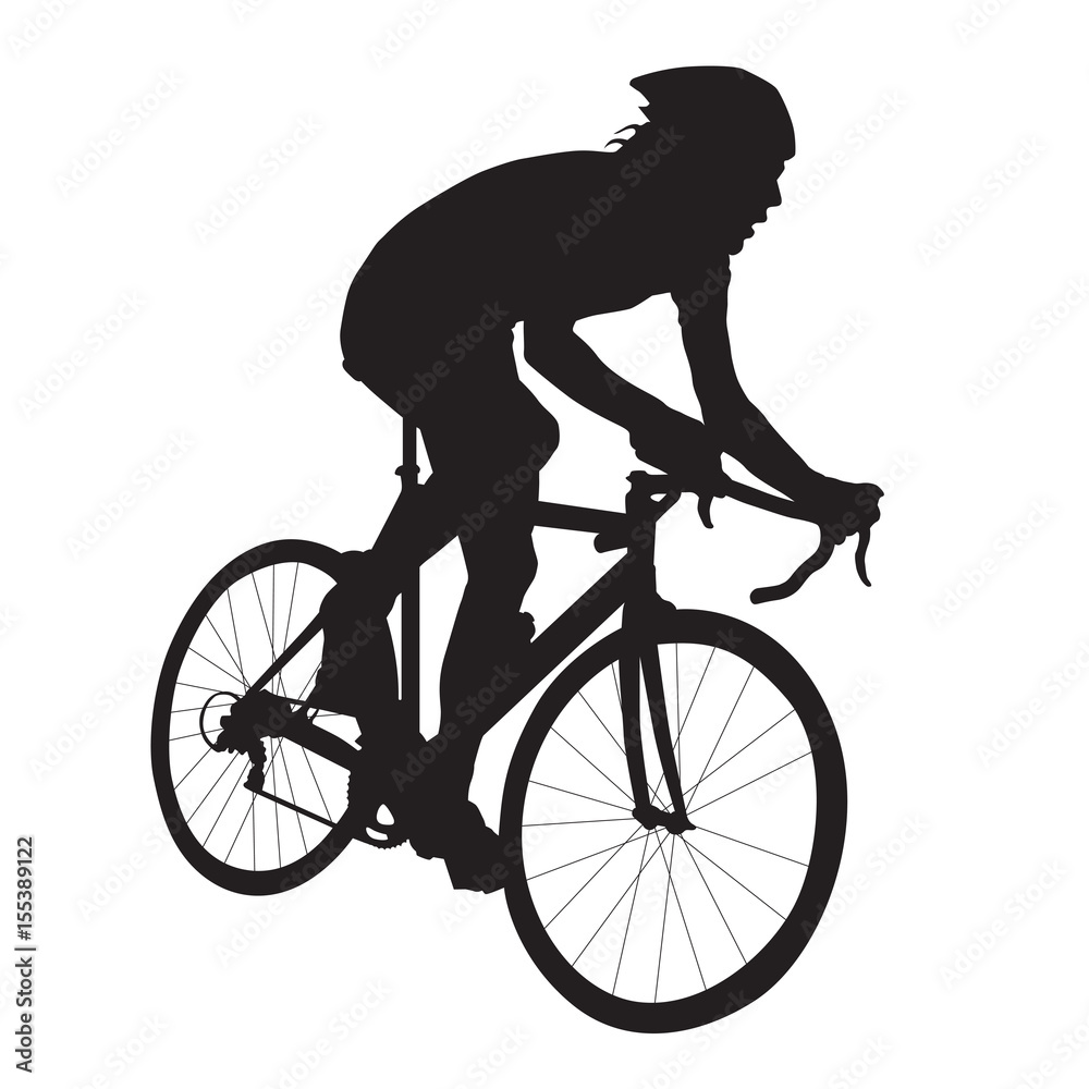 Cyclist vector silhouette, road bicycle racing, side view Stock Vector |  Adobe Stock