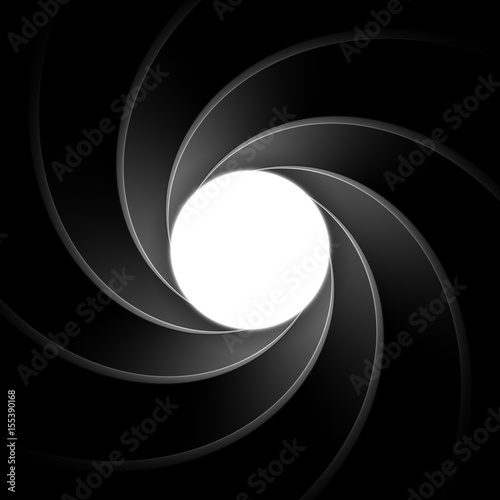 Inside gun barrel template. Classical James Bond, agent 007 theme remastered into a vector illustration. Background, element or backdrop for secret agent themed designs. Spiral or vortex pattern. photo