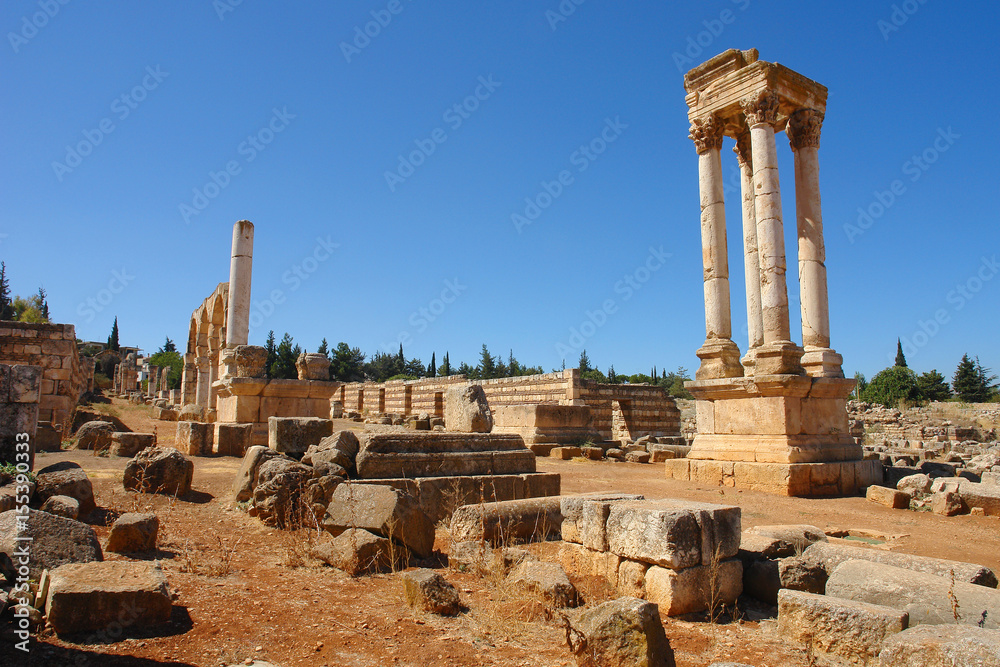 Ruins of the Umayyad city of Anjar , Lebanon
