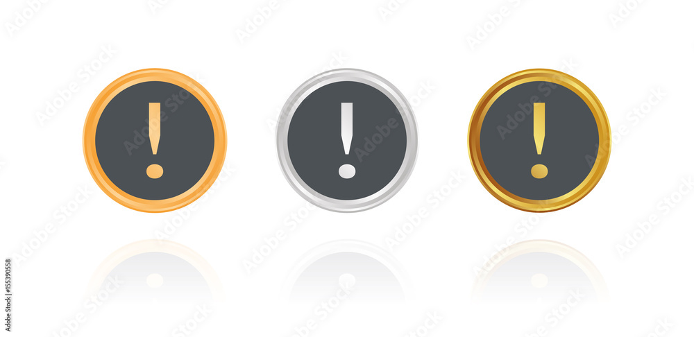 Ausrufezeichen - Bronze, Silber, Gold Buttons Ausrufezeichen - Bronze, Silber, Gold Buttons