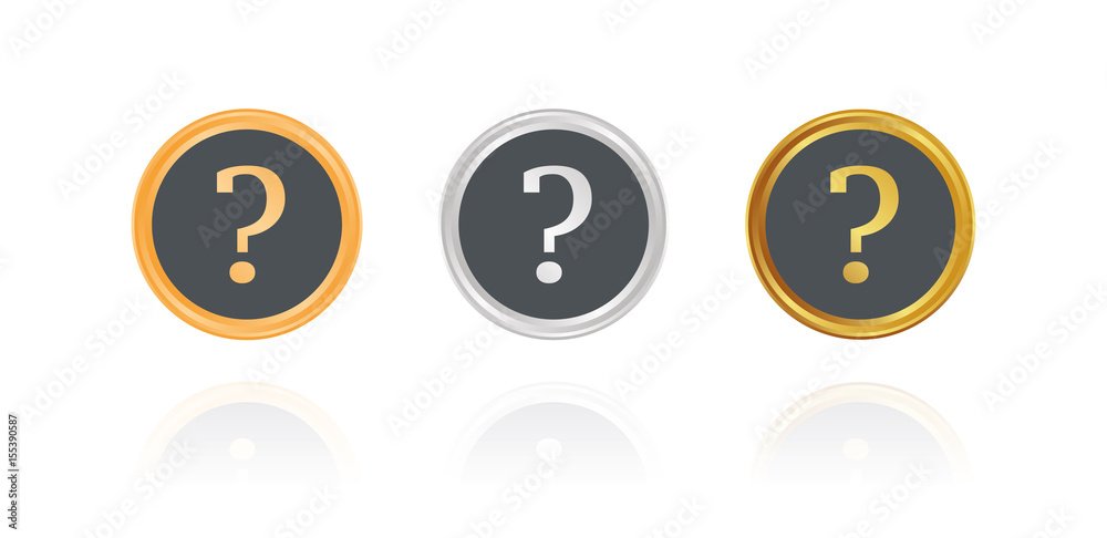 Fragezeichen - Support - Bronze, Silber, Gold Buttons Fragezeichen - Support - Bronze, Silber, Gold Buttons