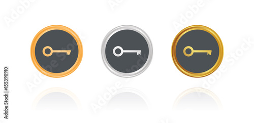 Schlüssel - Passwortsicherheit - Bronze, Silber, Gold Buttons