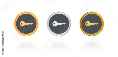 Schlüssel - Bronze, Silber, Gold Buttons