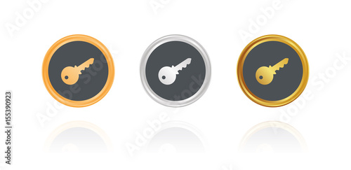Schlüssel - schützen - Bronze, Silber, Gold Buttons