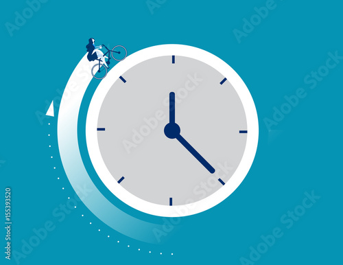 Businesswoman working time. Vector business.