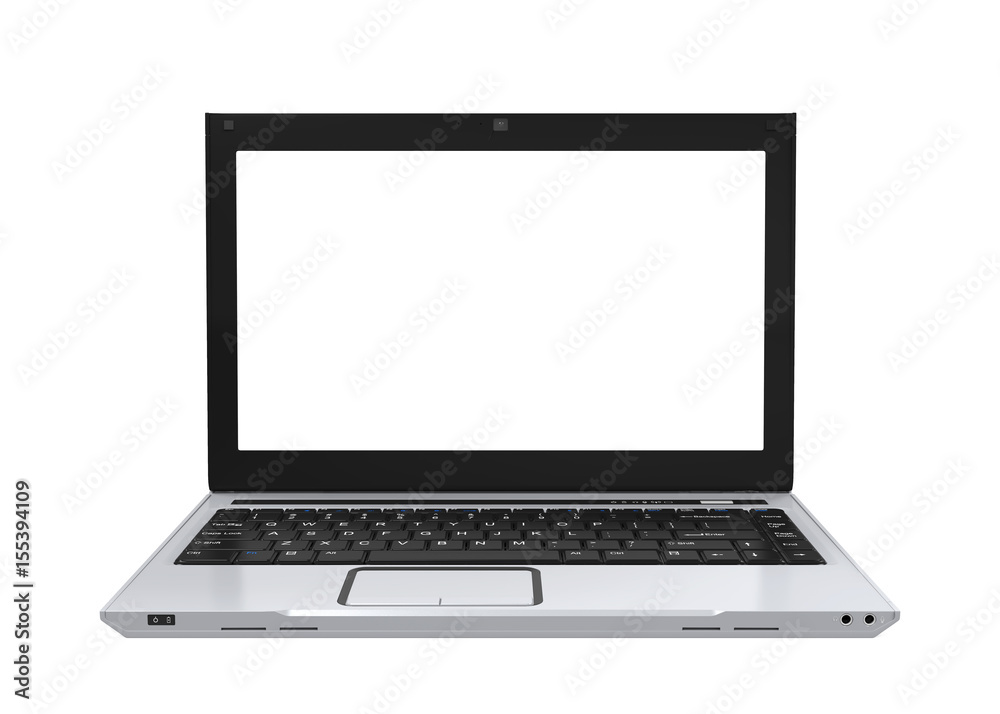Laptop with Blank White Screen Isolated Laptop with Blank White Screen Isolated