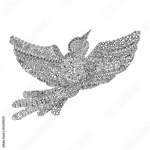 Hand drawn ornamented bird