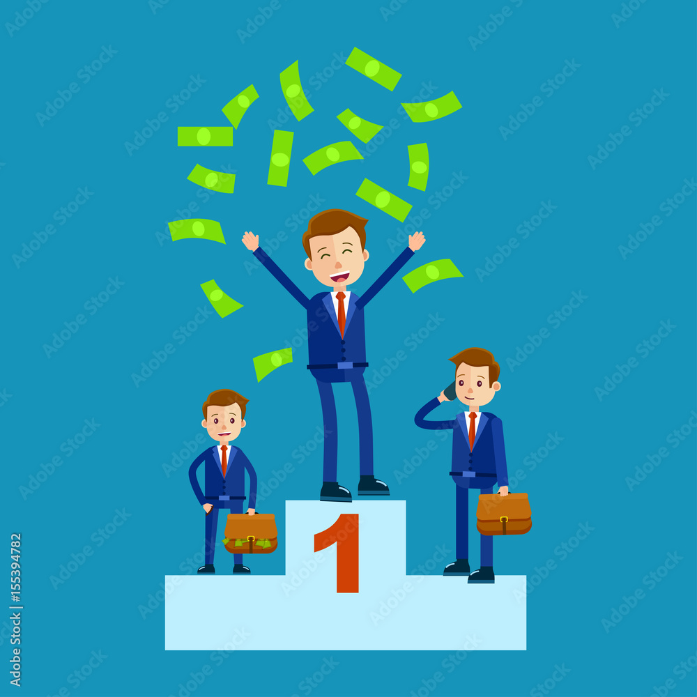 Managers on Top Places with Money Rain Flat Theme Managers on Top Places with Money Rain Flat Theme
