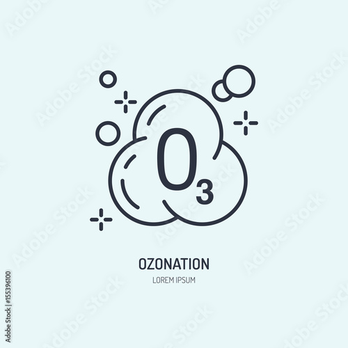 Ozon molecule flat line icon. Vector sign of clothes ozonation in dry cleaning services.