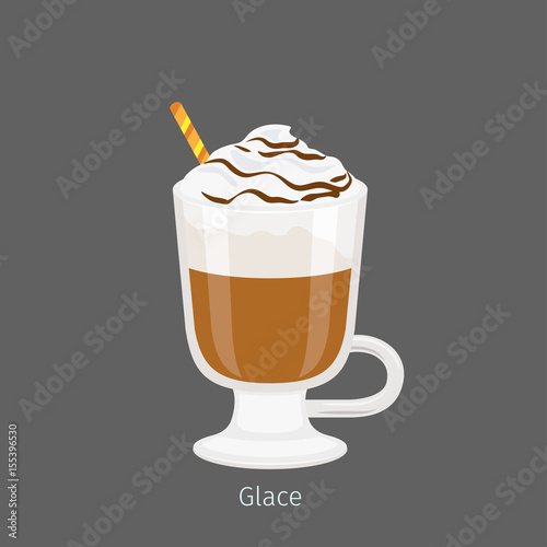Irish Glass Mug with Coffee Glace Flat Vector