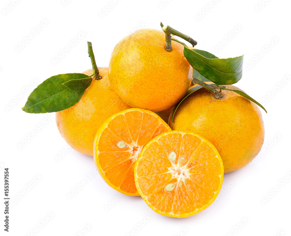 orange and half isolated on white background orange and half isolated on white background