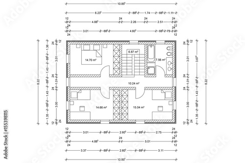 Bauplan Grundriss von Haus eines Architekten Stock Illustration | Adobe  Stock