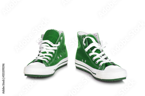 Green spor shoes isolated on white background