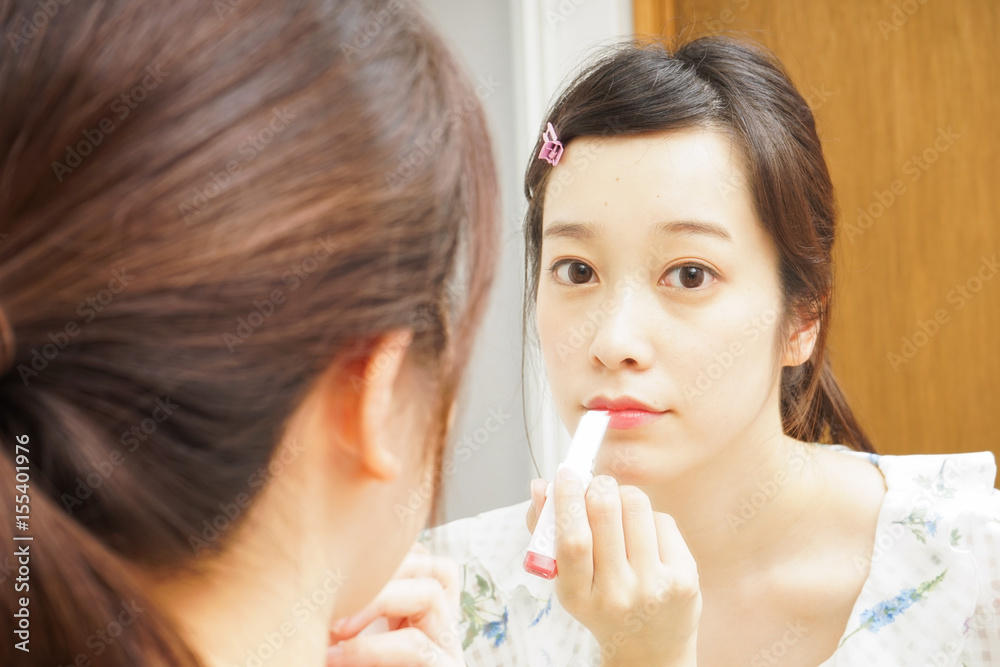Young woman skin care in the room Young woman skin care in the room