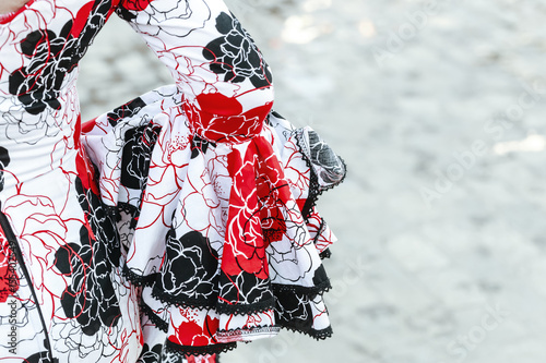Spanish flamenco dress close up.