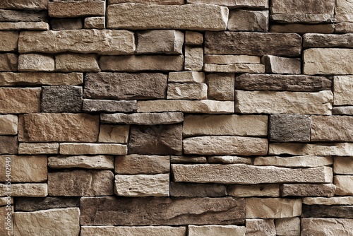 Horizontal Texture of Brown Asymmetrical Stones Wall