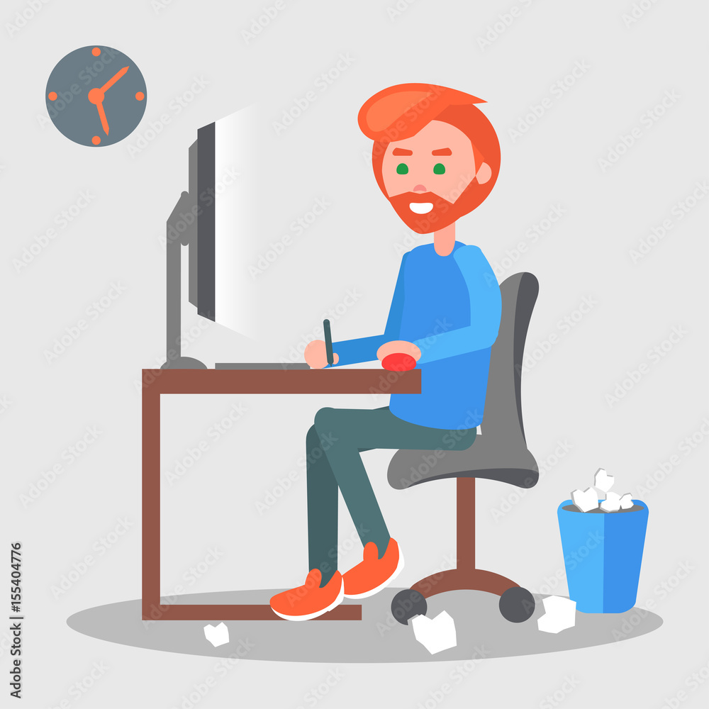 Freelancer at the Workplace Flat Vector Freelancer at the Workplace Flat Vector
