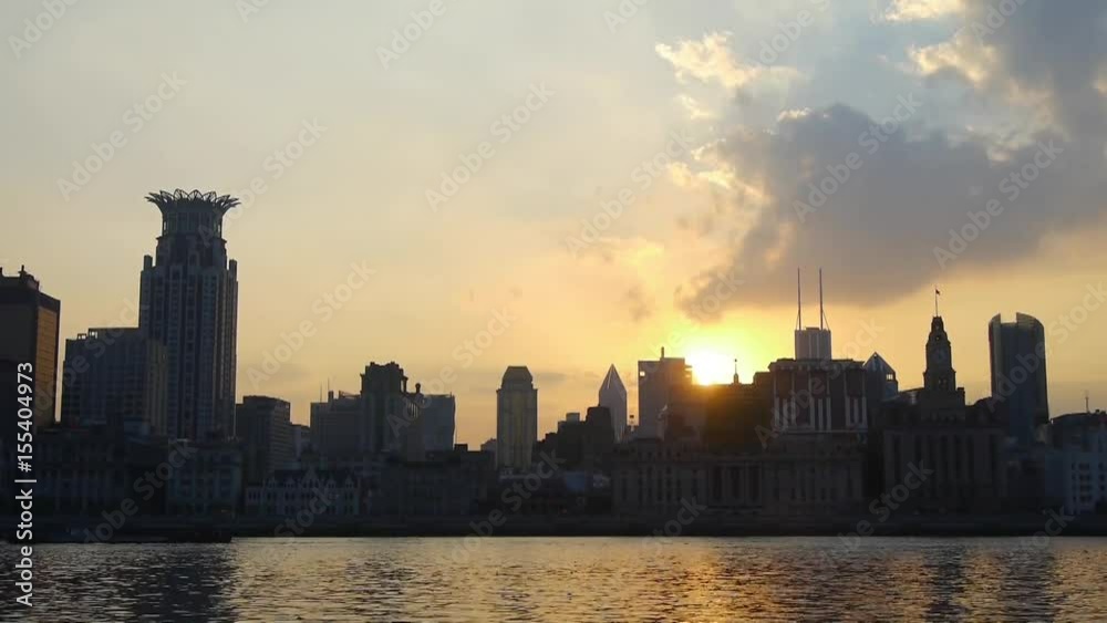 panoramic of Shanghai bund sunset & huangpu river,china urban scene. panoramic of Shanghai bund sunset & huangpu river,china urban scene.