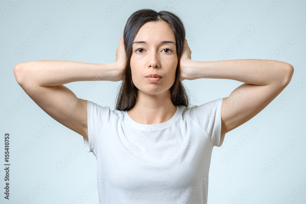 Young upset woman. Isolated on white background Young upset woman. Isolated on white background