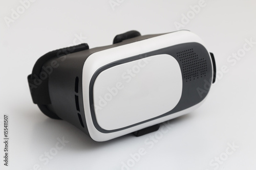 VR Glasses, Virtual Reality Lens Headset, Front view, Isolated on Light Grey