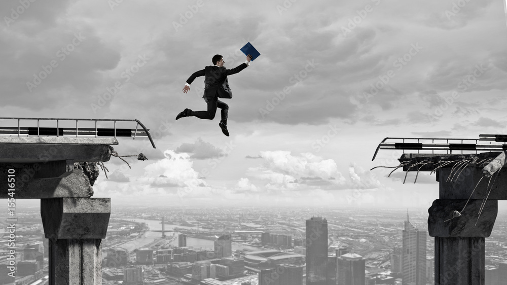 Business concept of businessman overcome the problems Business concept of businessman overcome the problems