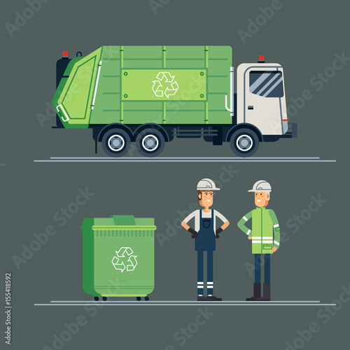 Cool vector urban sanitary vehicle