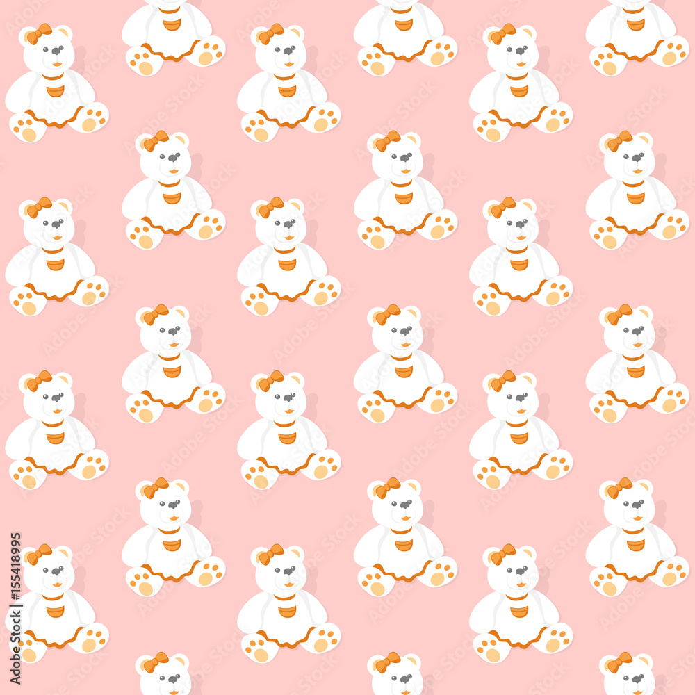 Seamless Pattern with Bears on a Pink Background. Seamless Pattern with Bears on a Pink Background.