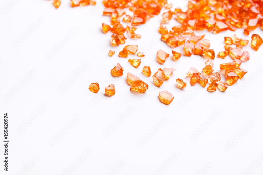 Orange Citrine gemstones on white background