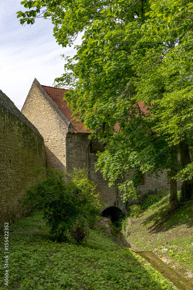 The medieval town wall around Ober-Ingelheim in Rheinhessen, Rhineland-Palatinate, Germany