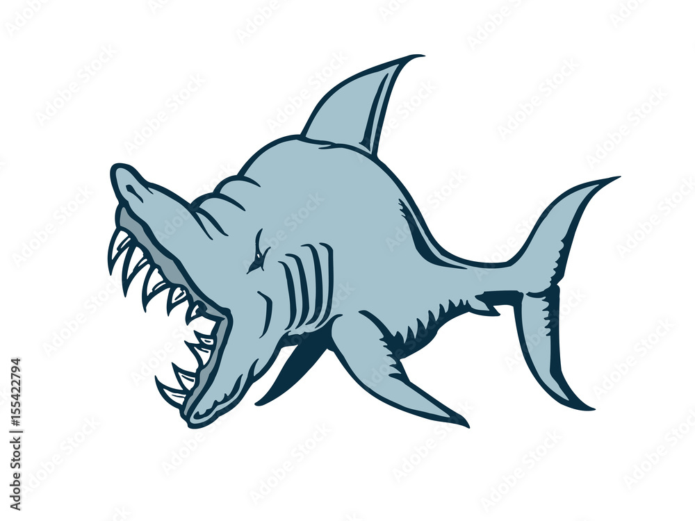 Fototapeta premium shark cartoon character. Vector Illustration.