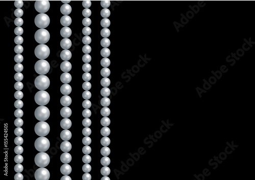 Pearls. Wnite shiny realistic pearls necklace on black background