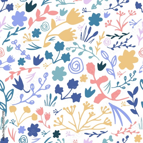 Wallpaper Mural Hand drawn floral seamless pattern. Doodle vector print. Torontodigital.ca