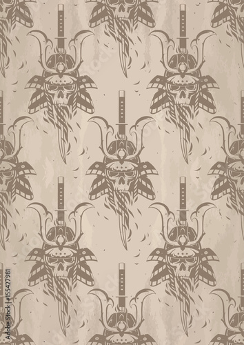 Skull in the samurai helmet