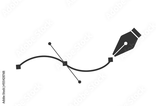 Pen tool. Vector computer graphics. The curve control points. photo