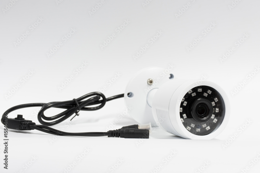 Closed circuit camera on white background,selective focus. Closed circuit camera on white background,selective focus.