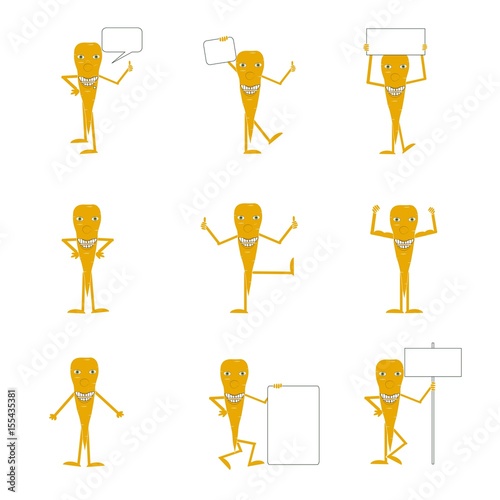Set of carrot emotion icons on white stock vector illustration