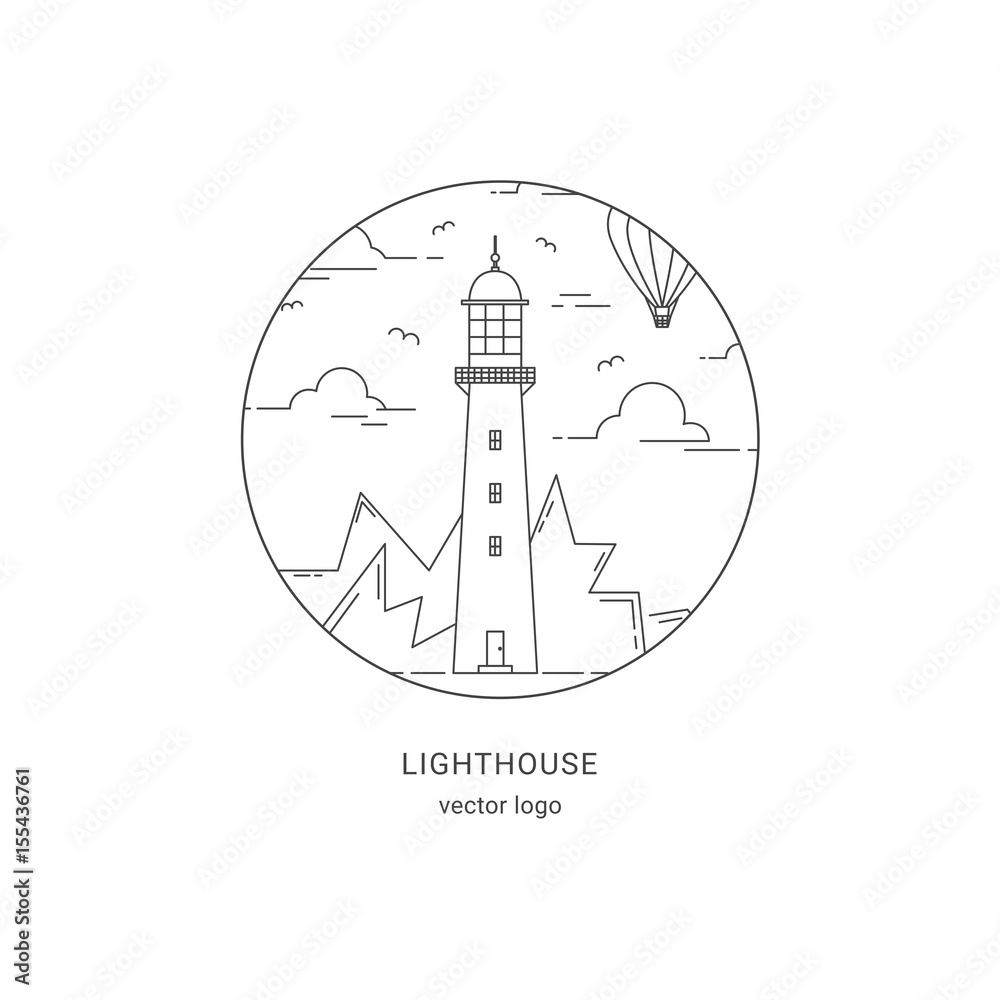 Lighthouse vector round logo.