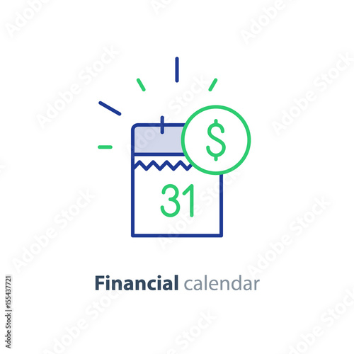 Payment day, finance calendar icon, income dividend, long term investment