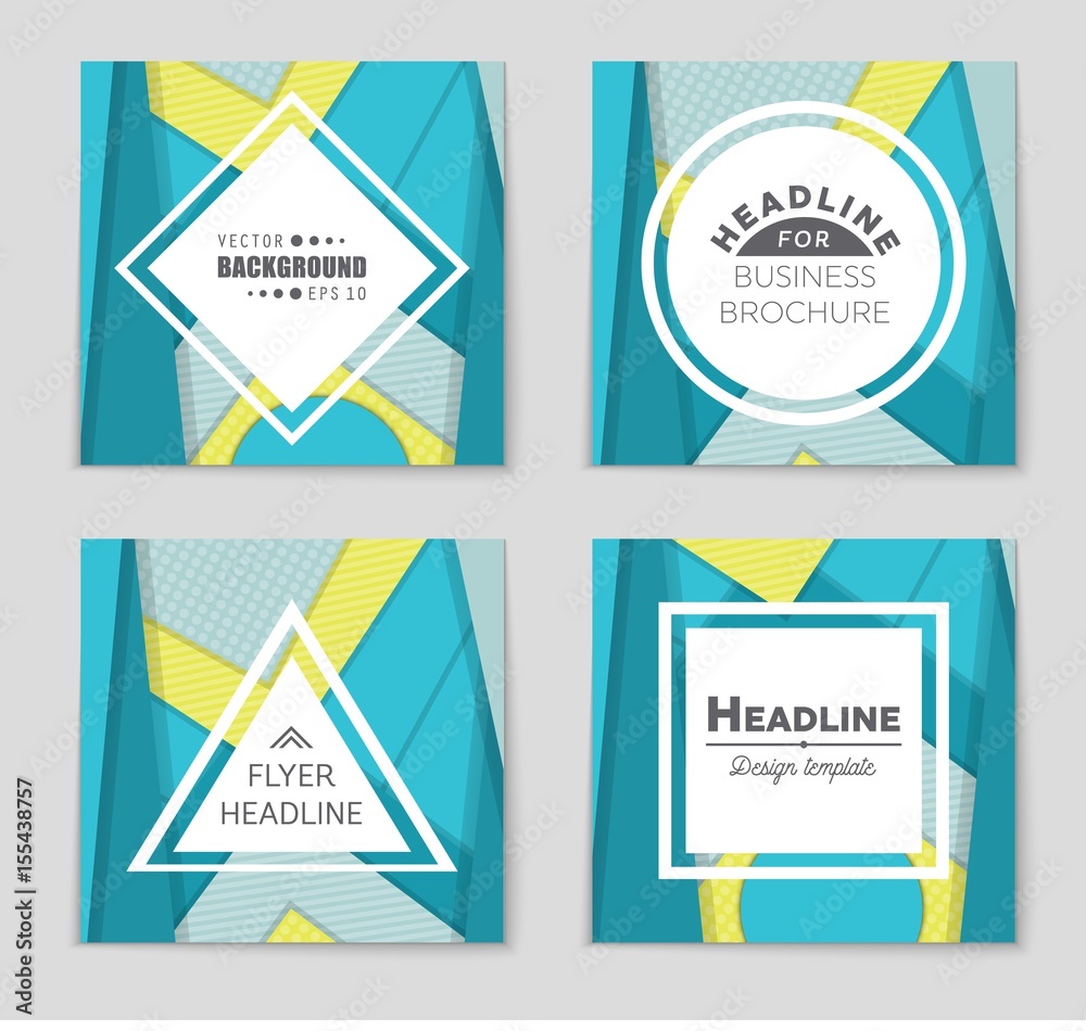 Fototapeta premium Abstract vector layout background set. For art template design, list, front page, mockup brochure theme style, banner, idea, cover, booklet, print, flyer, book, blank, card, ad, sign, sheet,, a4