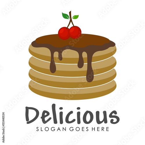 Chocolate pancake illustration logo design vector