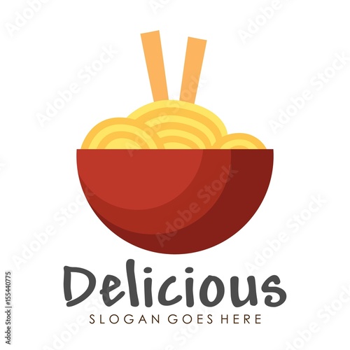 Ramen noodle illustration logo design vector