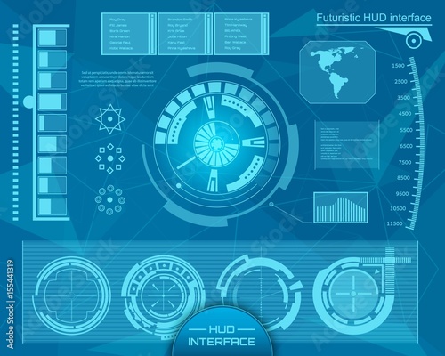 Abstract future, concept vector futuristic blue virtual graphic touch user interface HUD. For web, site, mobile applications isolated on background, techno, online design, business, gui, ui, kit, hud
