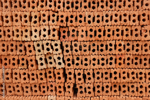 Red bricks for build in construction site.
