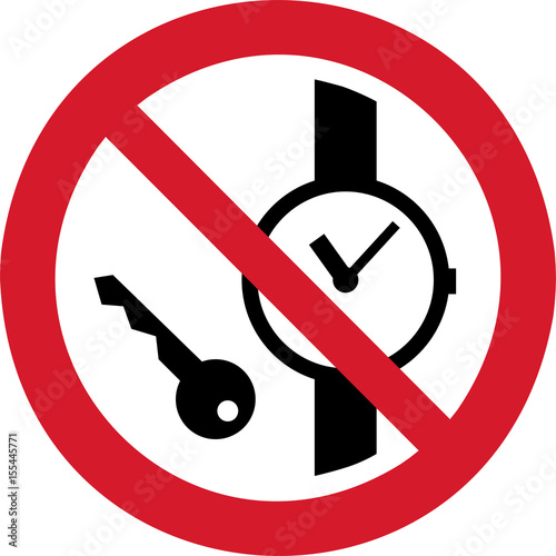 ISO 7010 P008 No metallic articles or watches